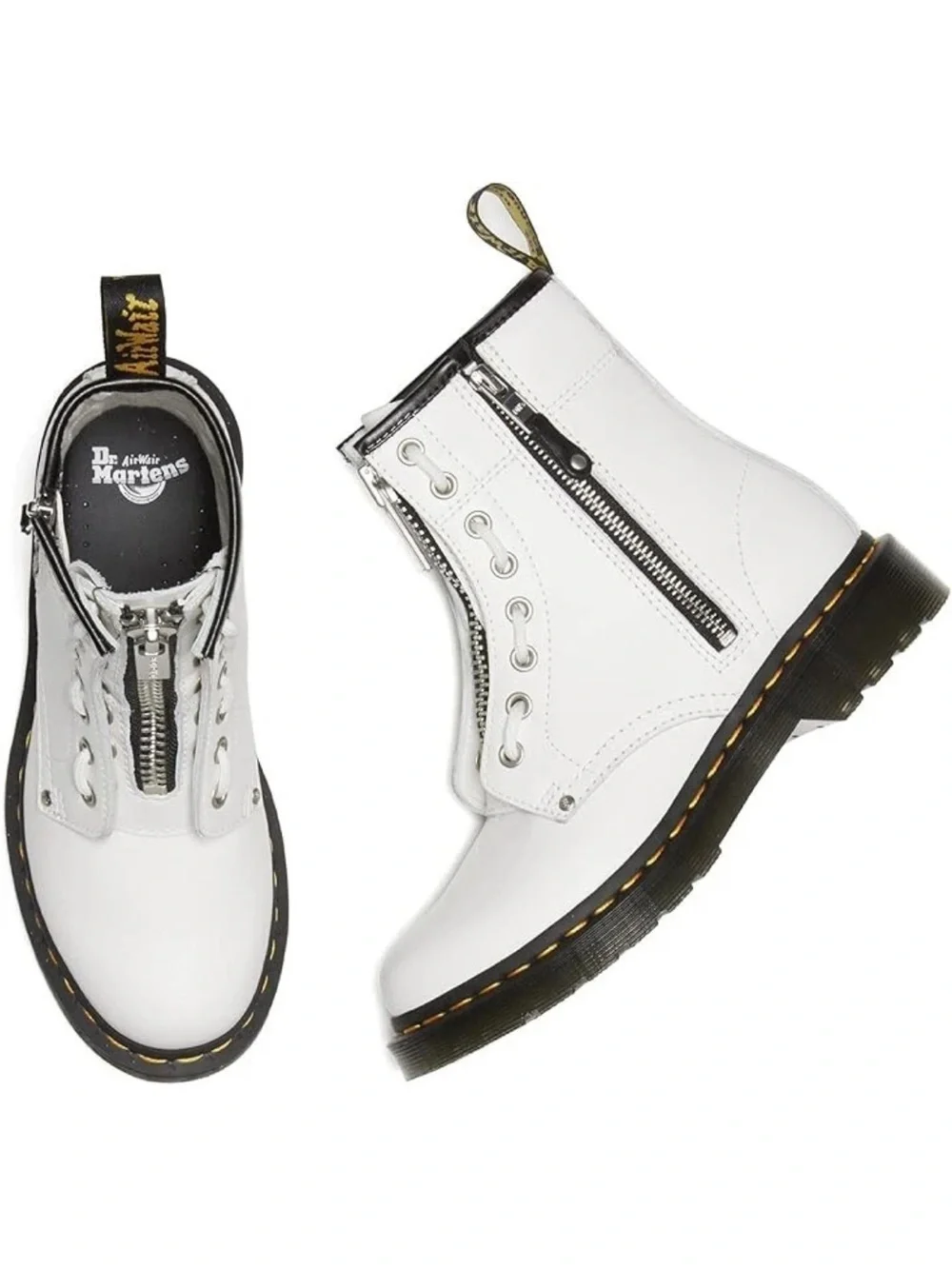 DR MARTENS WOMENS 1460 TWIN ZIP FASHION BOOTS WHITE NWB
